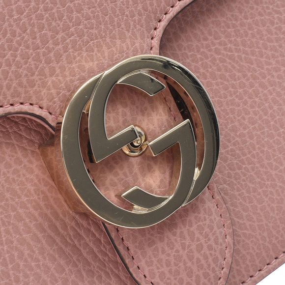 Gucci Interlocking Chain Outlet Dusty Pink Gold Hardware Leather Shoulder Bag - Picture 12 of 16